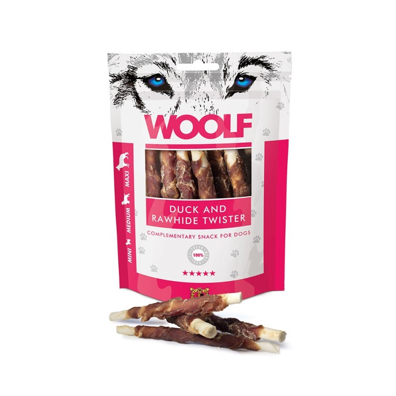 WOOLF Duck and Rawhide Twister 100g