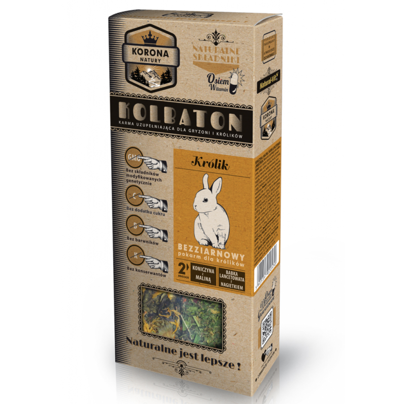 NATURAL-VIT Korona Natury - kolbaton dla królika: koniczyna z maliną, babka lancetowata z nagietkiem