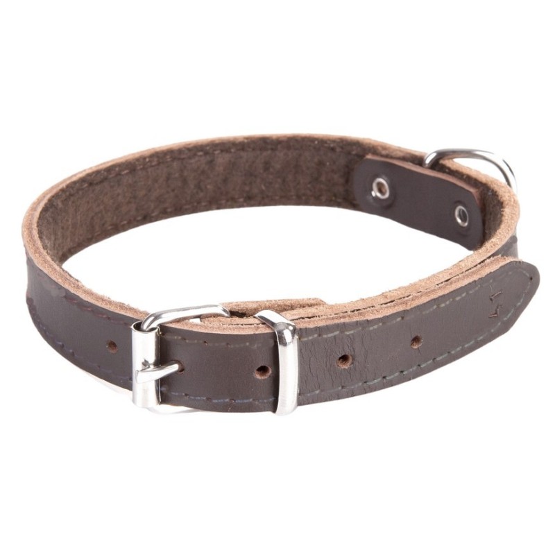 DINGO Obroża skórzana podszyta filcem - Brązowa  2,2/55cm