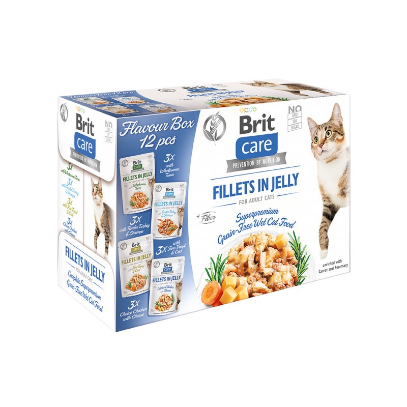 BRIT CARE CAT Fillets in Jelly Flavour Box saszetki z galaretką (12x 85g)