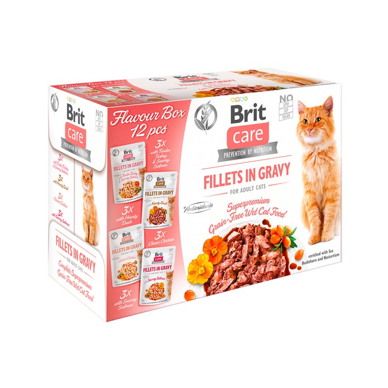 BRIT CARE CAT Fillets in Gravy Flavour Box saszetki w sosie (12x 85g)