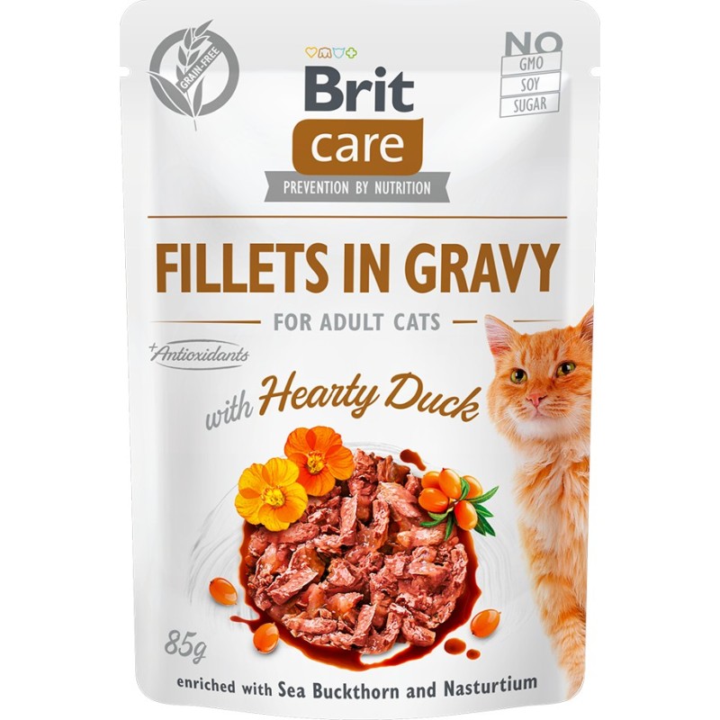 BRIT CARE CAT Fillets in gravy Hearty Duck 85g (saszetka)
