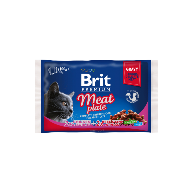 BRIT PREMIUM CAT Meat Plate Gravy saszetki w sosie (4x 100g)