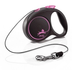 FLEXI Smycz automatyczna Black Design XS linka 3 m do 8kg - Różowa