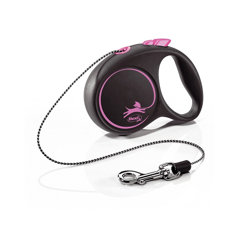 FLEXI Smycz automatyczna Black Design XS linka 3 m do 8kg - Różowa