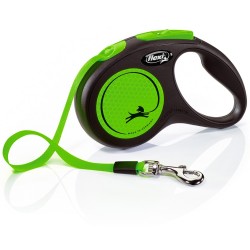 FLEXI Smycz automatyczna New Neon S taśma 5 m do 15kg - Zielona