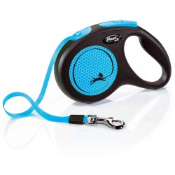FLEXI Smycz automatyczna New Neon M taśma 5 m do 25kg - Niebieska