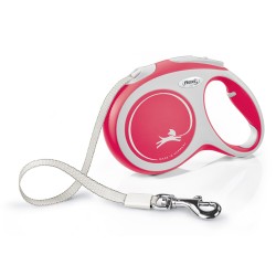 FLEXI Smycz automatyczna New Comfort M taśma 5 m do 25kg - Czerwona