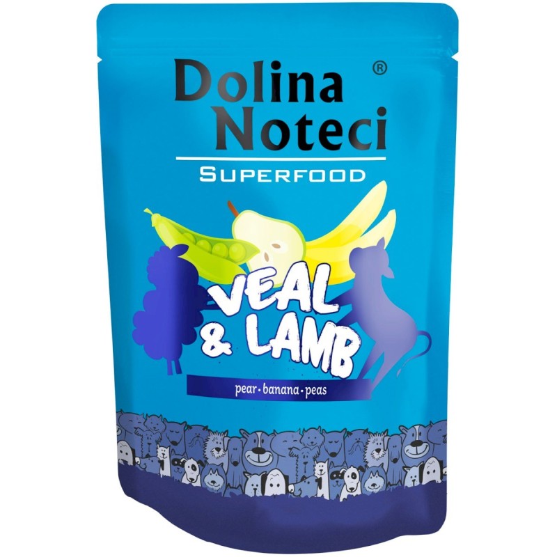 DOLINA NOTECI Superfood dla Psa Cielęcina i Jagnięcina (saszetka) 300g