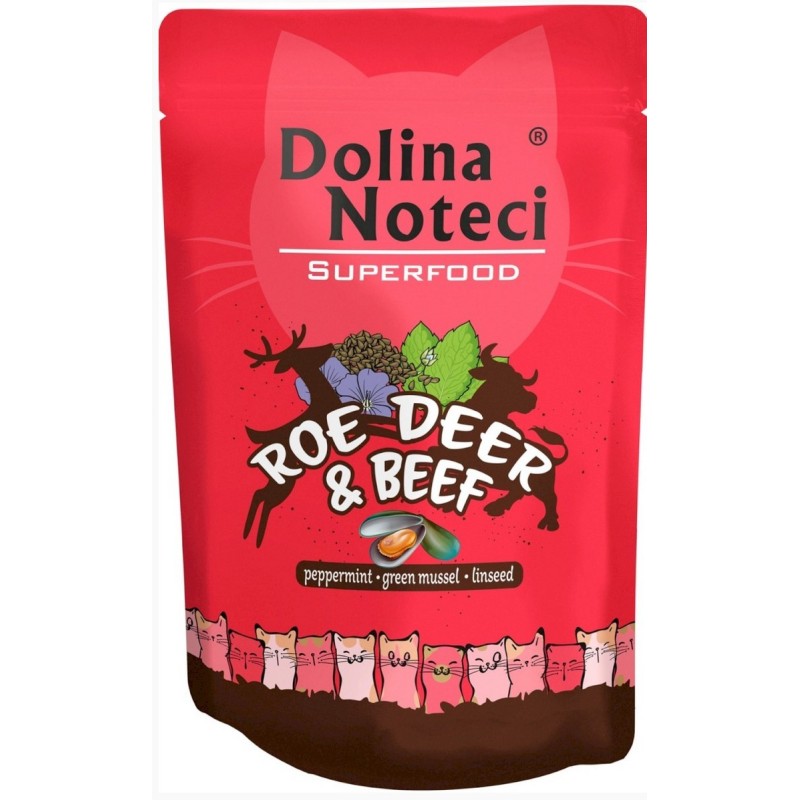 DOLINA NOTECI Superfood dla kota Sarna i Wołowina (saszetka) 12x 85g