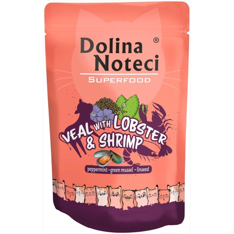 DOLINA NOTECI Superfood dla kota Cielęcina z Homarem i Krewetkami (saszetka) 12x 85g