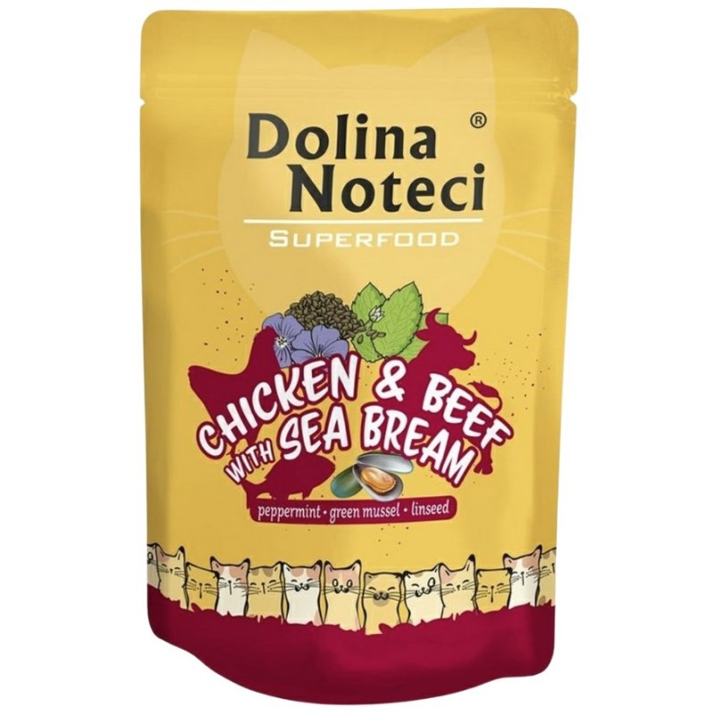 DOLINA NOTECI Superfood dla kota Kurczak i Wołowina z Doradą (saszetka) 85g