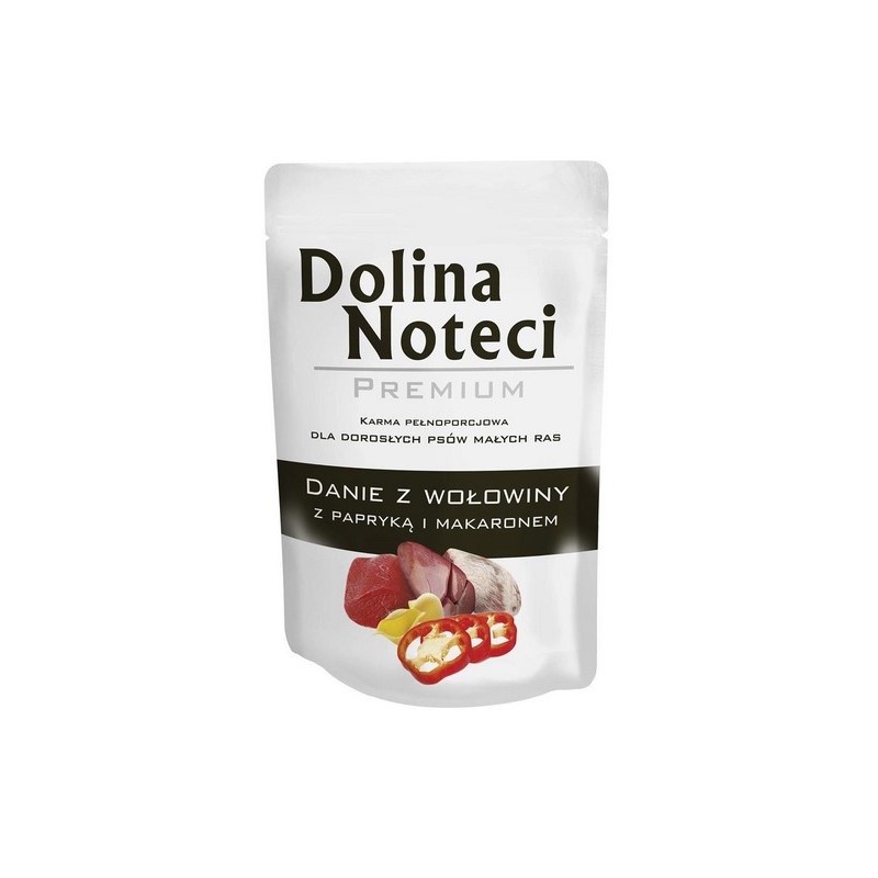 DOLINA NOTECI Danie dla Psa Wołowina z Papryką i Makaronem (saszetka) 12x 300g