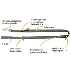 DINGO smycz "Scandi" przedłużana - czerwona 3,0 x 220 cm