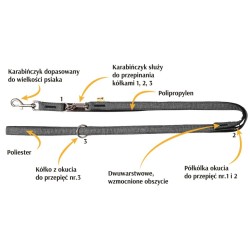 DINGO smycz "Scandi" przedłużana - szara 2,0 x 220 cm