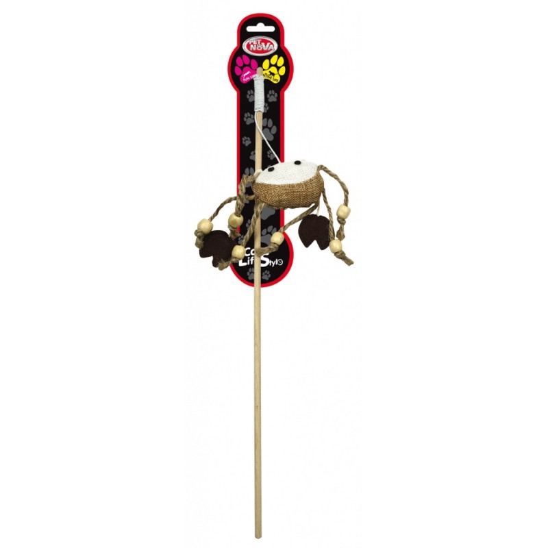 PET NOVA Zabawka dla kota drewniana wędka z krabem (dł. wędki - 40cm)