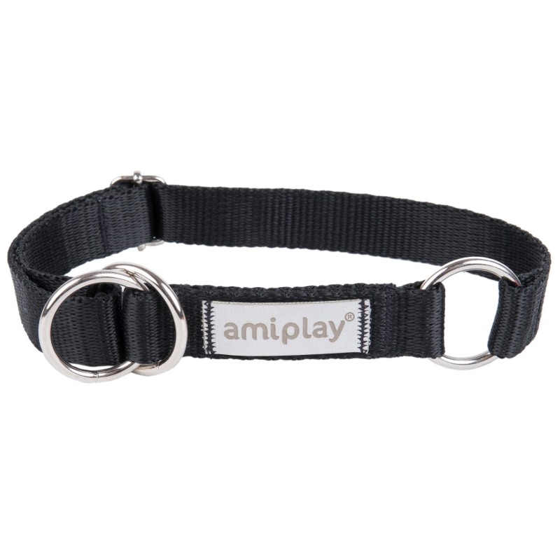 AMIPLAY Obroża półzaciskowa Samba - Czarna XL