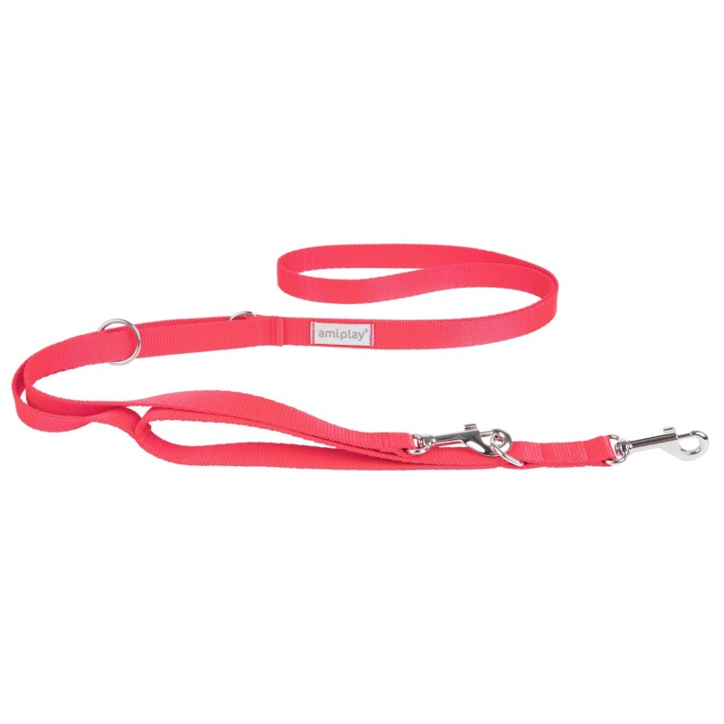 AMIPLAY Smycz regulowana 7 in 1 Samba - Czerwona XL