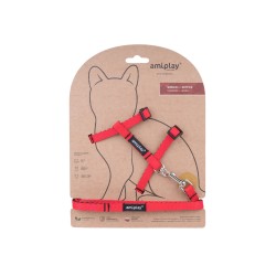 AMIPLAY Szelki + smycz dla kota Twist - Czerwony M