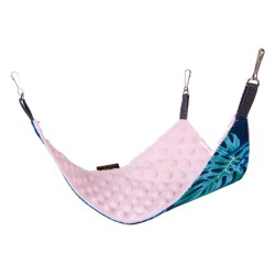 LAUREN DESIGN Hamak trójkątny dla gryzoni - tropic i róż minky