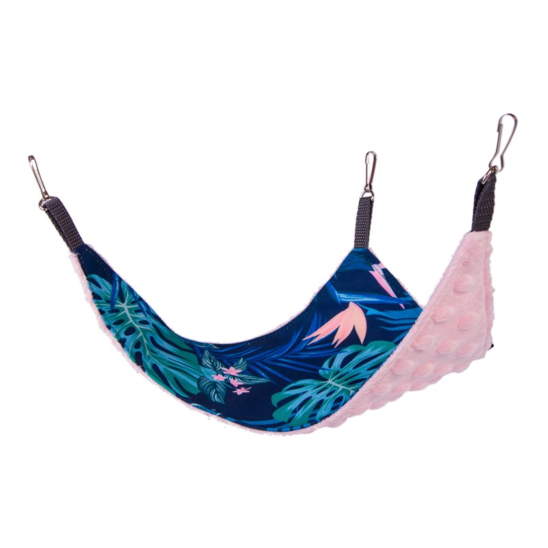 LAUREN DESIGN Hamak trójkątny dla gryzoni - tropic i róż minky