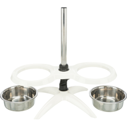 TRIXIE Stojak z miskami 2 x 1,6l / śr. 21 cm (melanina/stal nierdzewna) - biały