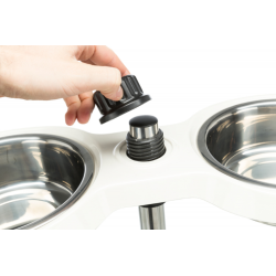 TRIXIE Stojak z miskami 2 x 1,6l / śr. 21 cm (melanina/stal nierdzewna) - biały