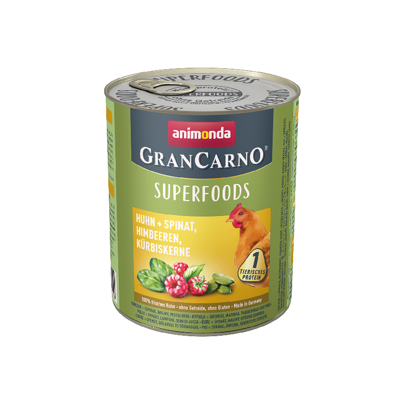 ANIMONDA GranCarno Superfoods Kurczak, szpinak, maliny, pestki dyni 800g 12x 800g