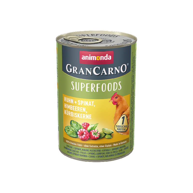 ANIMONDA GranCarno Superfoods Kurczak, szpinak, maliny, pestki dyni 400g 24x 400g