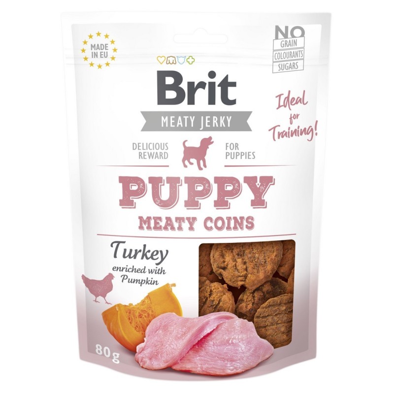 BRIT JERKY Puppy Turkey Meaty Coins 80g