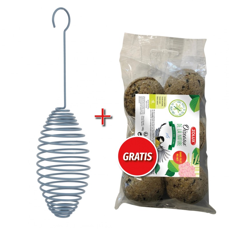 ZOLUX Spirala mała na kule tłuszczowe (szaroniebieska) oraz kule tłuszczowe 6 szt. 540g