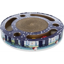 TRIXIE Okrągły drapak świąteczny z zabawkami 33 × 5,5 cm - niebieski / biały