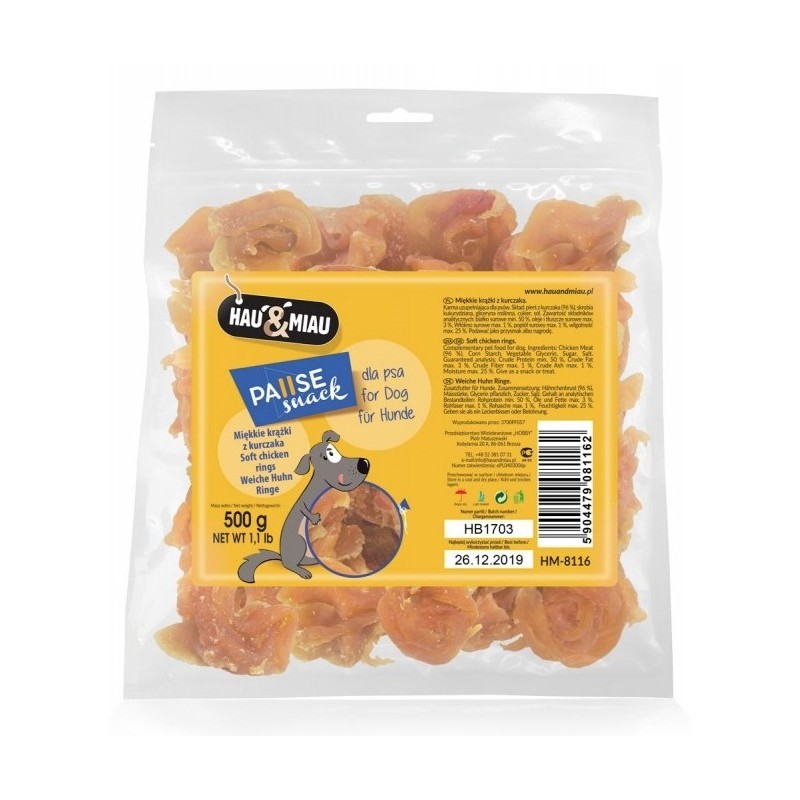 HAU MIAU Miękkie krążki z kurczaka 500g