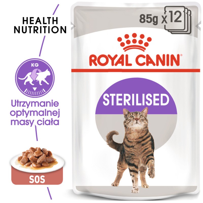ROYAL CANIN Sterilised Gravy karma mokra w sosie dla kotów dorosłych, sterylizowanych 24x 85g