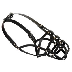 DINGO Skórzany kaganiec dla psa rasy: Owczarek niemiecki – nitowany Owczarek niemiecki - duży