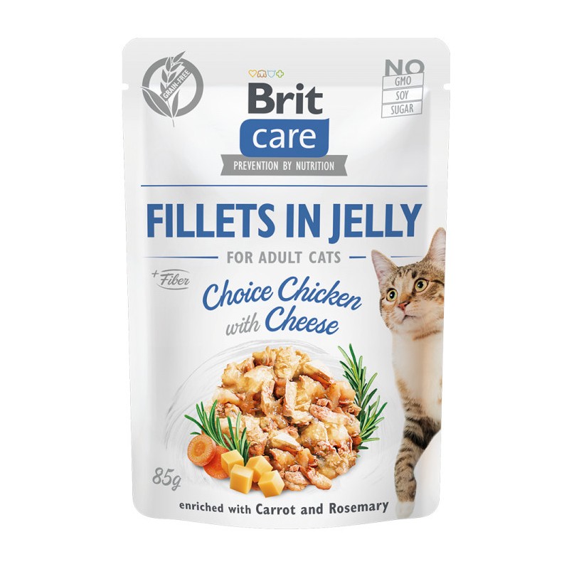 BRIT CARE CAT Fillets in jelly Choice Chicken with Cheese 85g (saszetka)