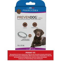 FRANCODEX Obroża biobójcza Prevendog 75 cm dla dużych i bardzo dużych psów pow. 25 kg - 2 szt.