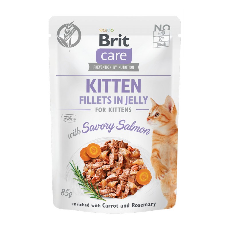 BRIT CARE CAT Fillets in jelly Kitten Savory Salmon 85g (saszetka)