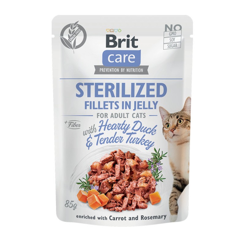BRIT CARE CAT Fillets in jelly Sterilized Duck and Turkey 85g (saszetka)
