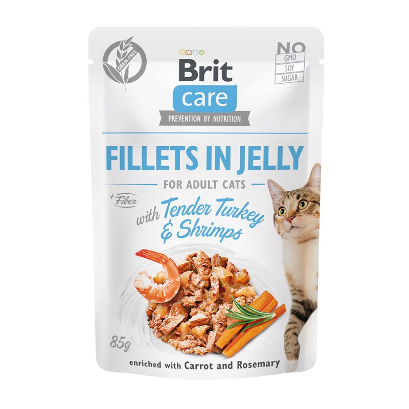 BRIT CARE CAT Fillets in jelly Tender Turkey and Shrimps 85g (saszetka)