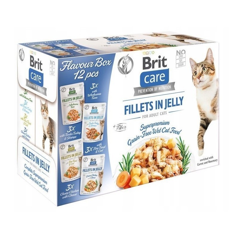 BRIT CARE CAT Fillets in Jelly Flavour Box saszetki z galaretką (12x 85g)