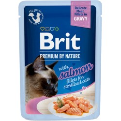BRIT PREMIUM CAT Sterilized Salmon Gravy Fillets Adult - łosoś w sosie dla kotów sterylizowanych 85g (saszetka)