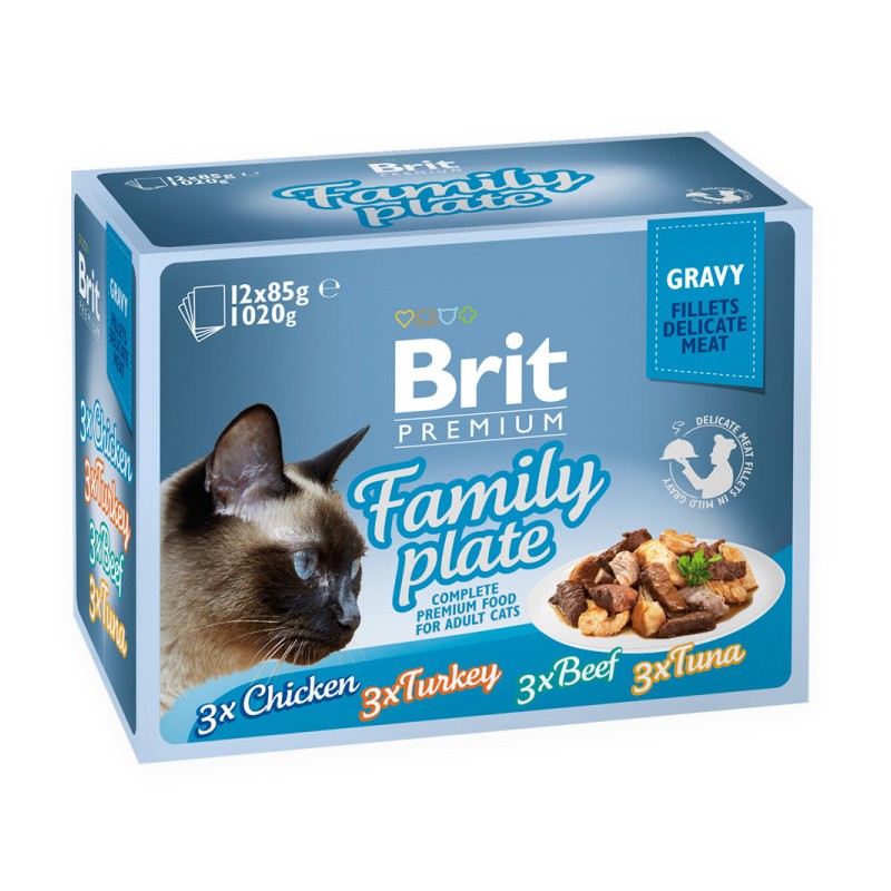 BRIT PREMIUM CAT Family Plate Box Gravy saszetki w sosie (12x 85g)
