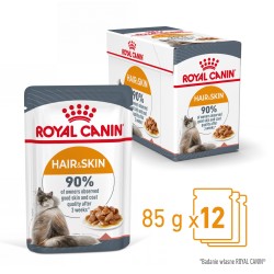 ROYAL CANIN Hair & Skin Care karma mokra, plasterki w sosie dla kotów dorosłych, lśniąca sierść i zdrowa skóra 24x 85g