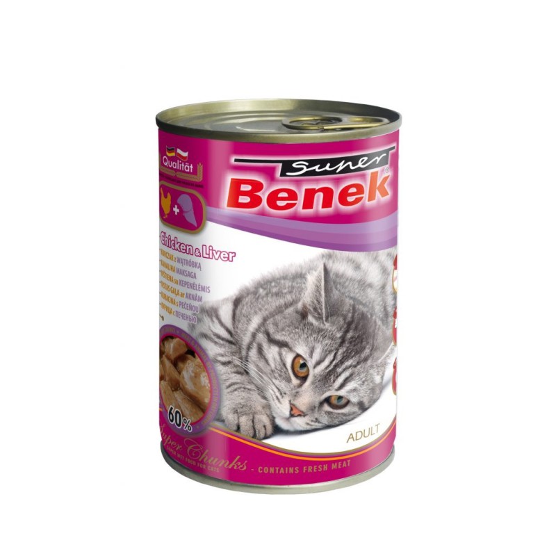 SUPER BENEK Kot Chunks - Kurczak z wątróbką 415g