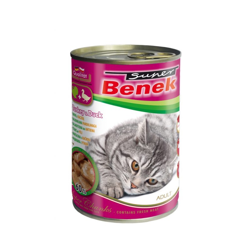 SUPER BENEK Kot Chunks - Indyk z kaczką 415g
