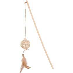 ZOLUX Zabawka dla kota ETHICAT wędka piłka z rattanu i piórka