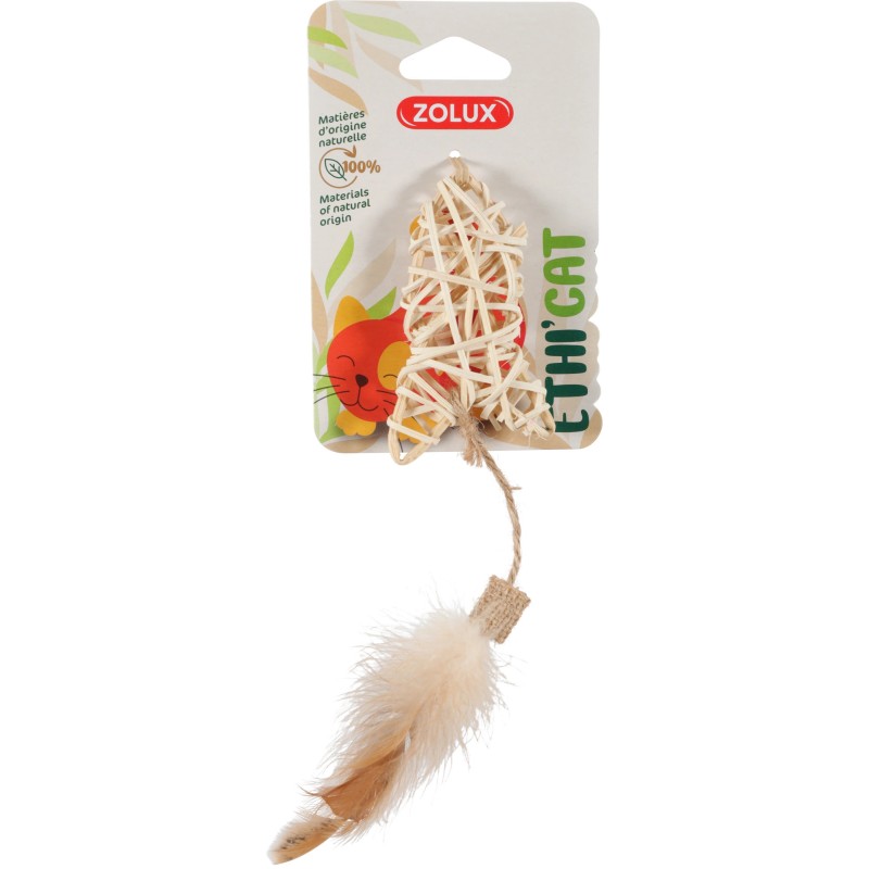 ZOLUX Zabawka dla kota ETHICAT ryba z rattanu i piórka
