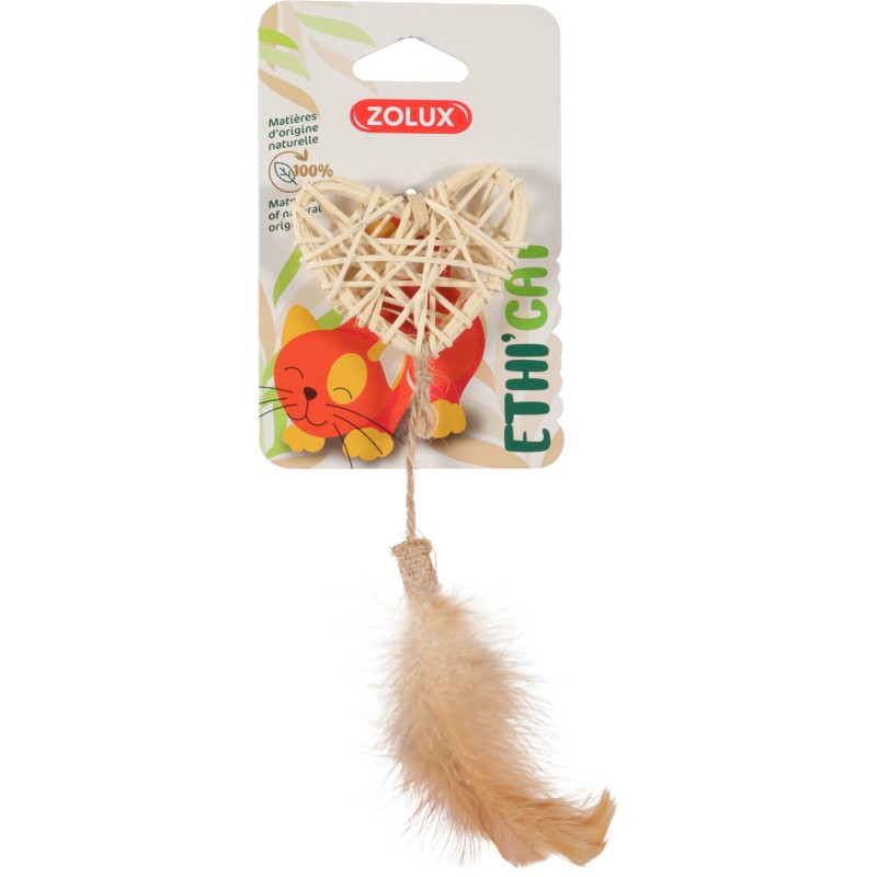 ZOLUX Zabawka dla kota ETHICAT serce z rattanu i piórka