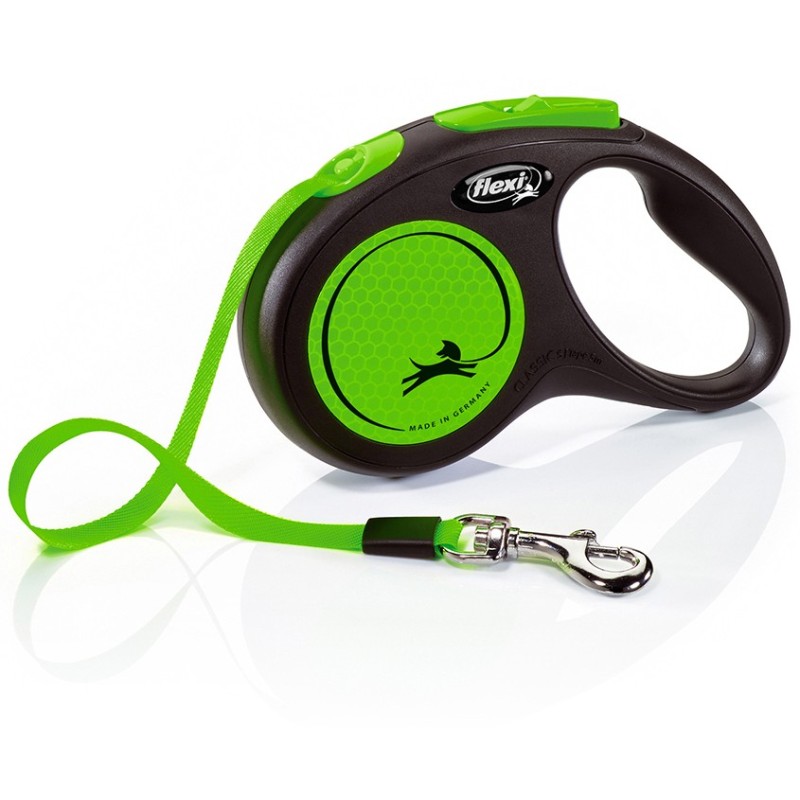 FLEXI Smycz automatyczna New Neon S taśma 5 m do 15kg - Zielona